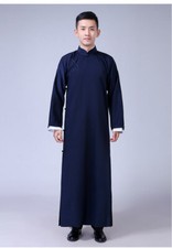 Chinese Style Men Crosstalk Robes Costume Long Gown Jacket Changshan Tunic Stage