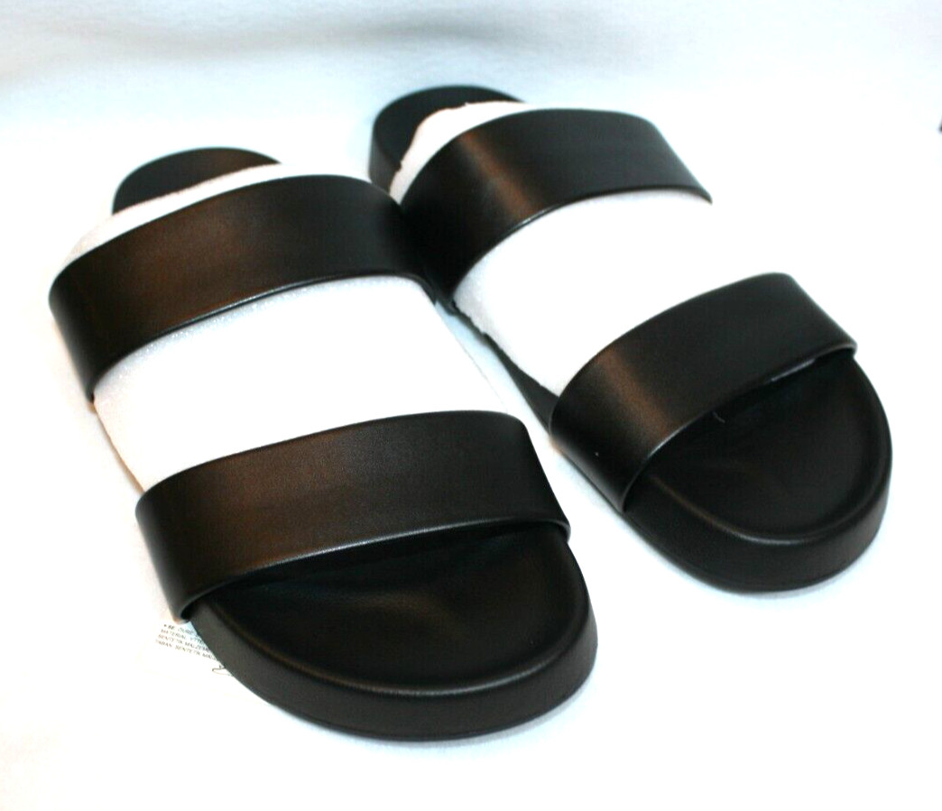 NEW SIZE EU 44 UK SIZE 11 MENS BLACK DOUBLE STRAP SLIDER SANDAL