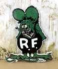 VINTAGE RF RATFINK 8x6.5" MOTOR OIL PETROLEUM PORCELAIN GAS PUMP STATION SIGN