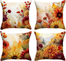 Fall Decorations for Home, Fall Pillow Covers 18x18 Set of 4, Autumn Thanksgivin