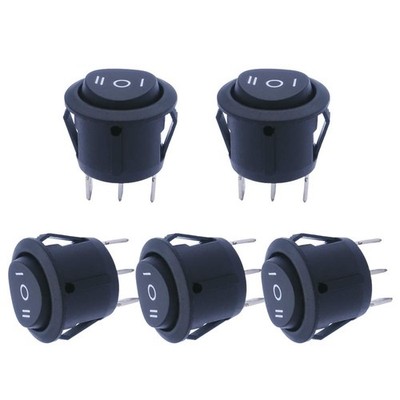 5pcs Snap-in Round Momentary Rocker Switch SPDT 250V 6A for Auto Boat Home