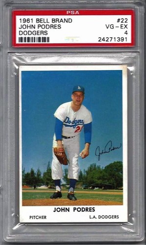 John Podres #22 1961 Bell Brand Dodgers card