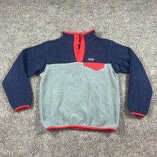 Patagonia Synchilla Snap T Pullover Sweatshirt Kids Medium 10 Navy Gray Logo