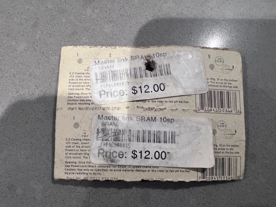 Lote de 2 SRAM 10 velocidades PowerLock, cadena de enlace rápido/conector, negro, 1 eslabón, Foto 2 de 2