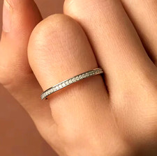 GENUINE Moissanite Ring GRA 925 Sterling Silver Eternity Engagement Sparkly Gift