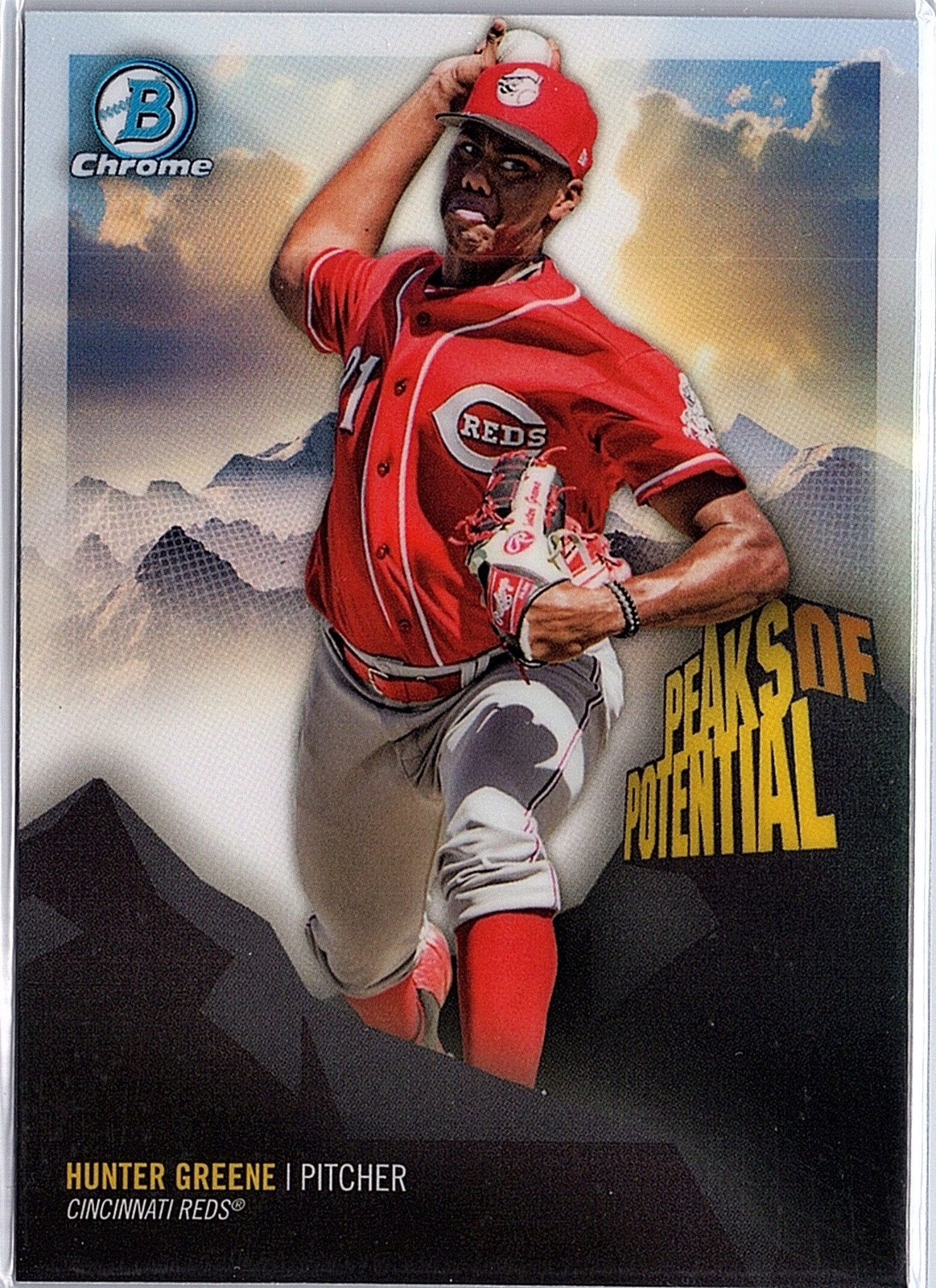 2018 Bowman Chrome - Peaks of Potential Hunter Greene #PP-HG (RC) - Reds