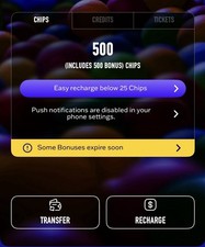Dave and Buster's Power Card With 500 Chips Non-Expiring (READ DESCRIPTION!!!!!)