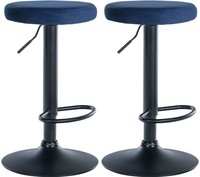 2Er Set Barhocker Ponte Samt Schwarz Blau