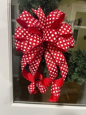 Handmade Red White Polka Dot Bow for Spring S...