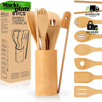 KüChenutensilien-Set 8 StüCk Bambus Holz KochlöFfel Pfannenwender 30,5 Cm