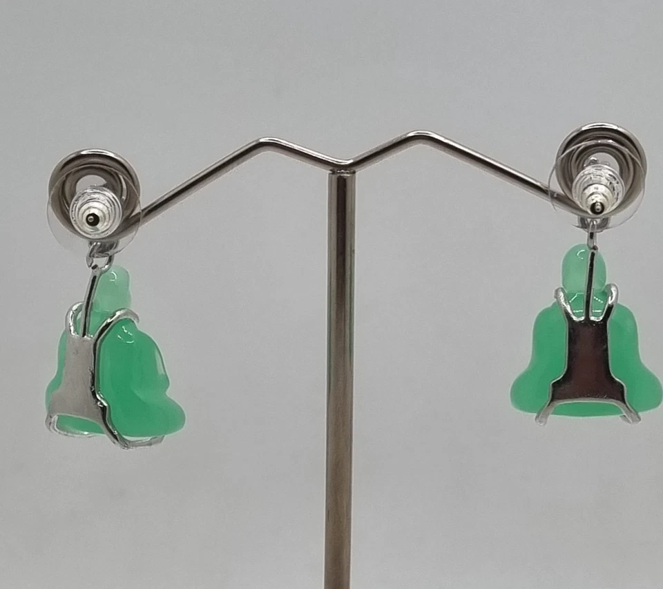 Orecchini in argento con Buddha in giada verde - Immagine 3 di 4