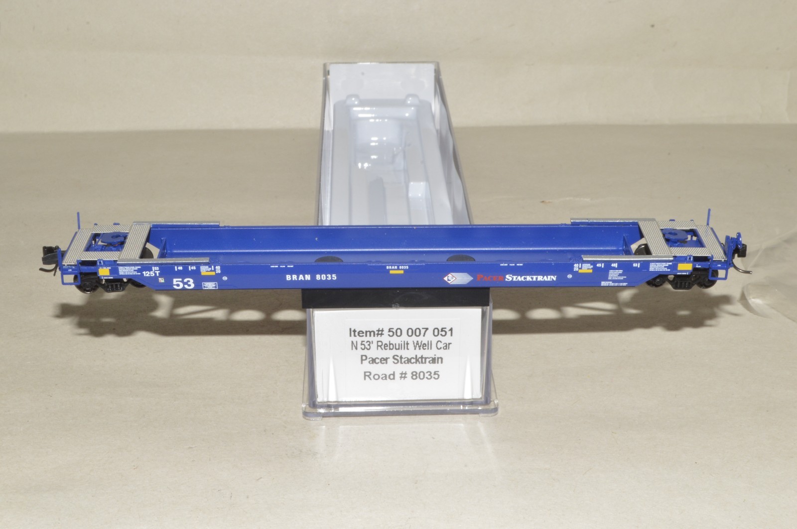 N scale Atlas 53' Rebuilt double stack containers well car BRAN Pacer StackTrain