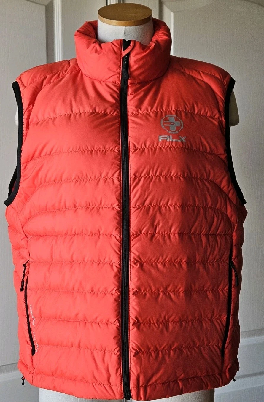 RLX Ralph Lauren Size XL Packable 730 Down Quilted Puffer Red Vest