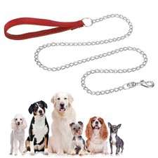 Heavy Duty Chain Dog Leash Dog Leash with Handle 6ft x 2.5mm Red