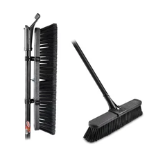 Libman 18" Multi-Surface Push Broom Black Fibers Red Steel Handle