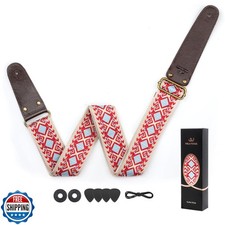 WELAIYOOUQ Guitar Strap, Double-sided Vegetable Tanned Cowhide Leather Ends,