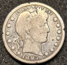 1897 Barber Silver Quarter Dollar.