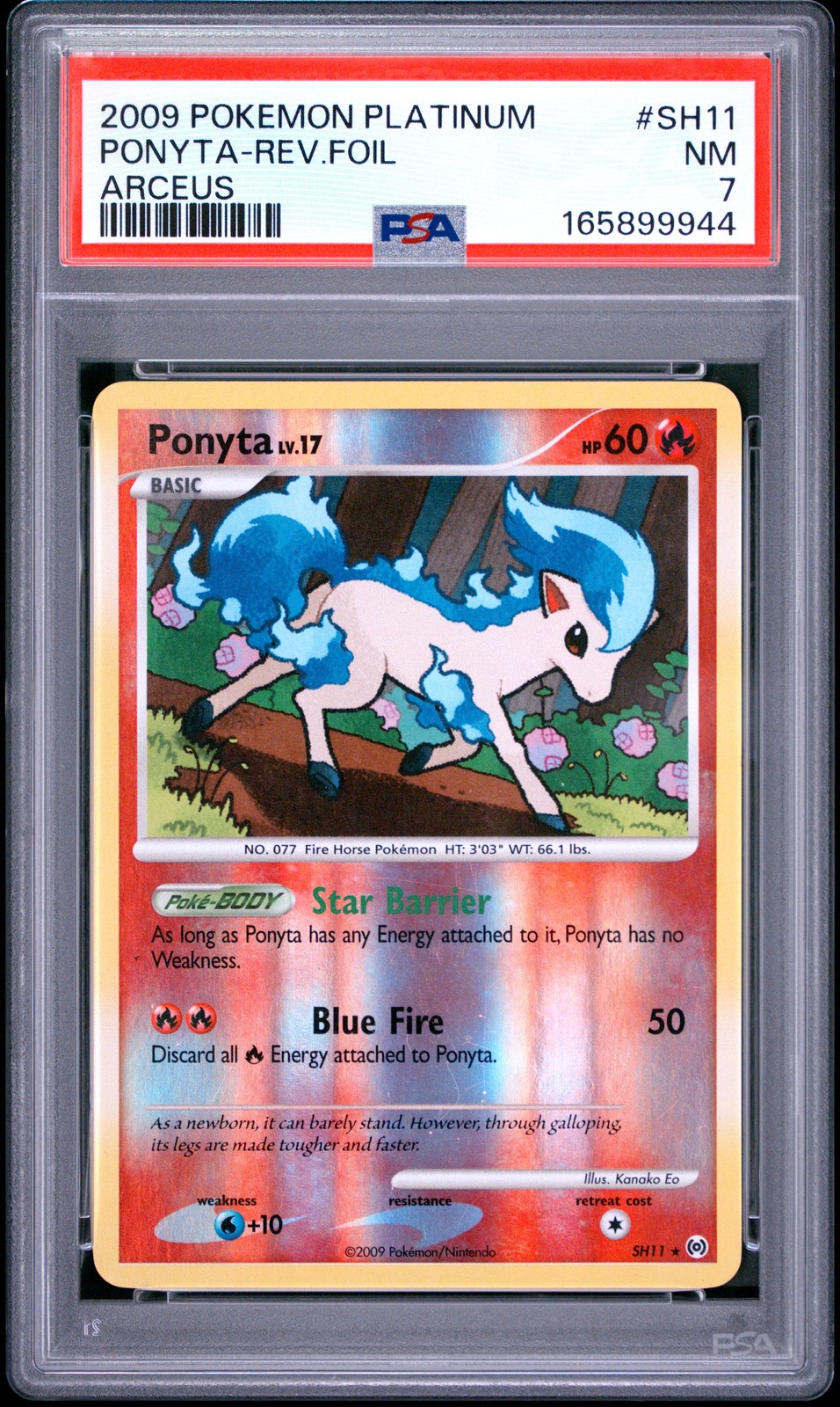 2009 POKEMON PLATINUM ARCEUS #SH11 PONYTA-REVERSE FOIL PSA 7