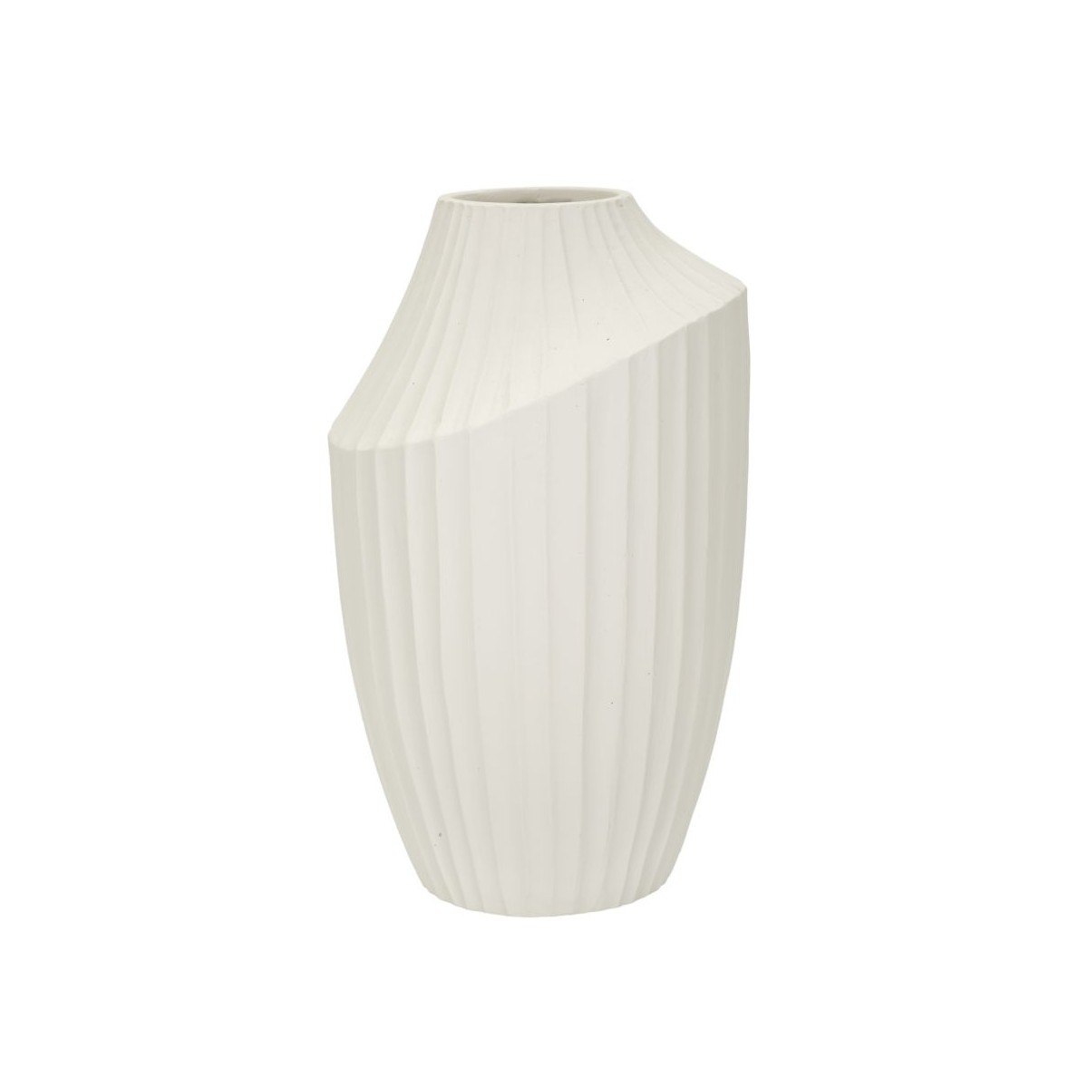 Vase crème Ice 38cm rainuré idéal pour fleurs séchées pampas
