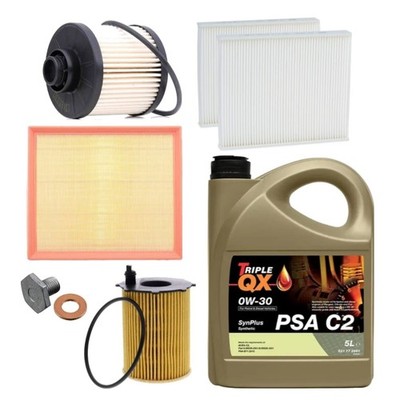 5L TRIPLE QX C2 0W30 FULL SERVICE KIT FOR CITROEN C3 BLUEHDI FLAIR 1.6 2016+