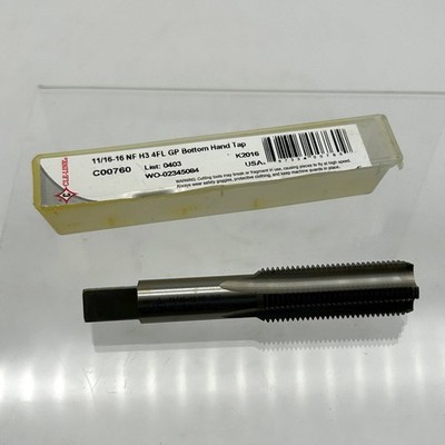 Cle-Line C00760 Bottom Hand Tap List 0403 11/16-16 NF H3 4Flute GP Bright HSS