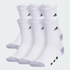 adidas Athletic Cushioned 6-Pack Crew Socks Kids White