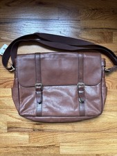 Fossil Estate Messenger Leather Cognac Brown Shoulder Crossbody Bag New W/ Tags