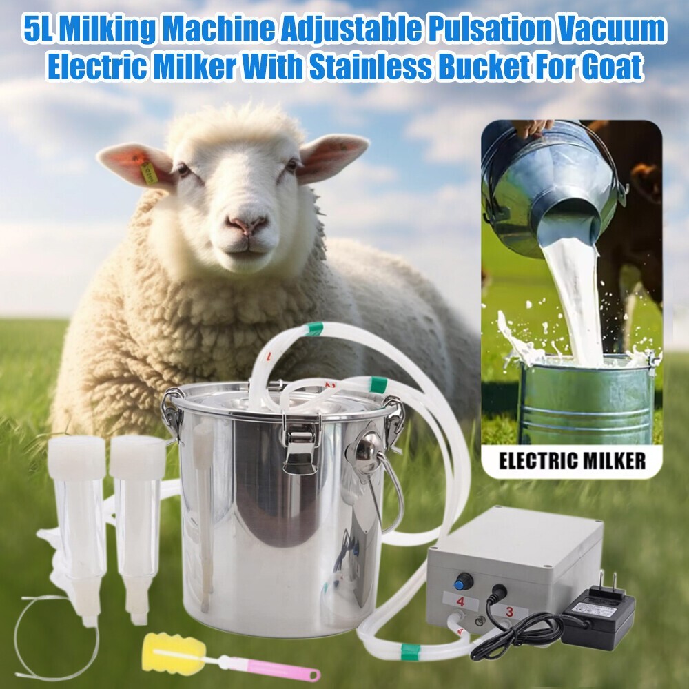 NEW Portable Electric Dual Head Sheep Goat Milking Machine Milker Vacuum Pump
