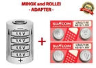 MINOX 35 (EL, GL , GT, PL, PE, AL, C, EC, LX, TLX) Battery Adapter + 4 (LR43)