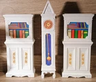 Vintage Barbie Tall Grandfather Clock & 2 Bookshelves Blue Box Toys White