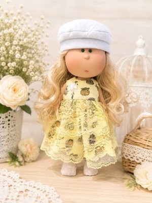 Mia 12  Doll Handmade Cotton Lace Dress & Felt Beret Set