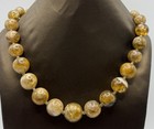 Graduated Brown Bead Statement Necklace — Chunky Stone Effect Vintage Style