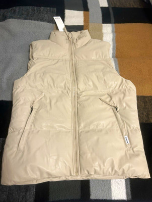 Firetrap Steppweste Kunstleder Beige Gr. L kurz, Taschen, Reißverschluss