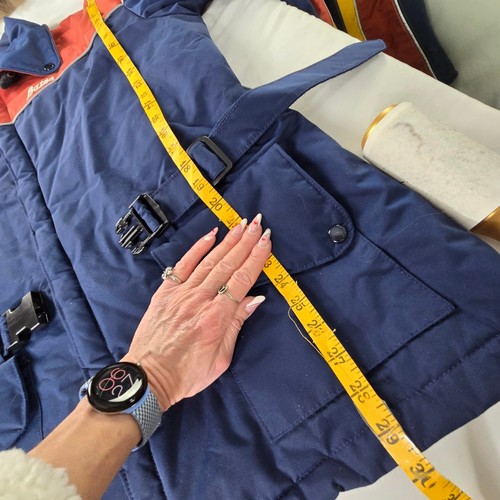 Bates EUC two-tone jacket belted full zip Large blue orange - Picture 10 of 17