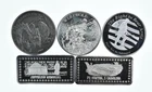 Lot 5 VINTAGE 1 Oz Silver Bars/Rounds Art Bars Collection Poured .999 *530