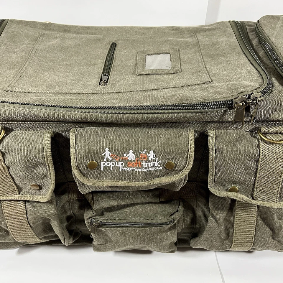 Pop Up Soft Trunk Green Canvas Collapsible Rolling Bag by Everything Summer Camp - Image 2 of 4