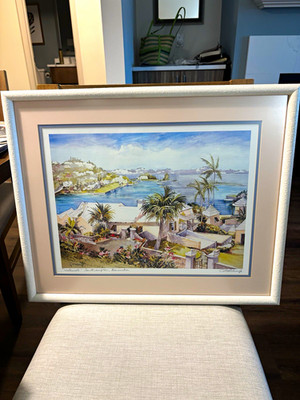 C. Holding Waterlot, Southampton, Bermuda  Signed Watercolor & Mangrove Somerset