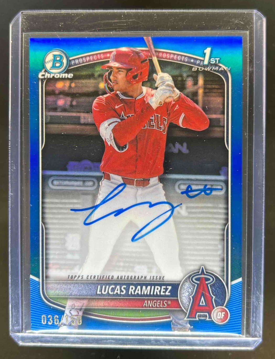 2025 Bowman Lucas Ramirez Chrome Auto Blue Refractor 1st #36/150 Angels