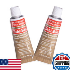 AMACO Rub n Buff Antique Gold Wax Metallic Finish - Two 15ml Tubes Gilding