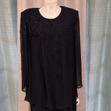 Jean de Lys Navy Beaded Drop Top Formal Gown Two-Piece Set Size 16 Lot 3