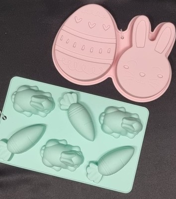 2er Set Silikonform Ostern Osterhasen Osterei Karotten Backform Gießform NEU