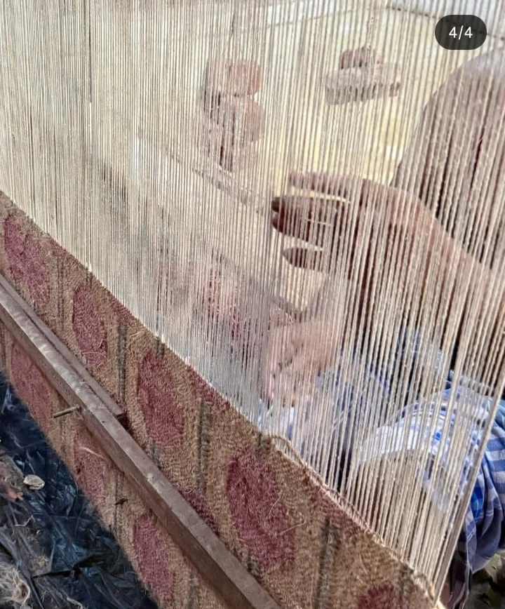 Alfombra Kilim Yute Natural Rosa Floral Hecha a Mano Moderna Vintage Retro Alfombra Boho Foto 4 de 4