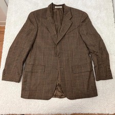 Chaps Ralph Lauren Brown Wool Blazer Jacket Size 42R Made In Canada Vintage