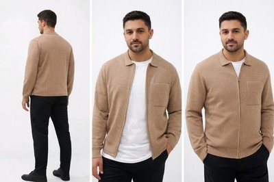 French Connection Natural Natural Milano Knitted Zip Up Jumper(XS)