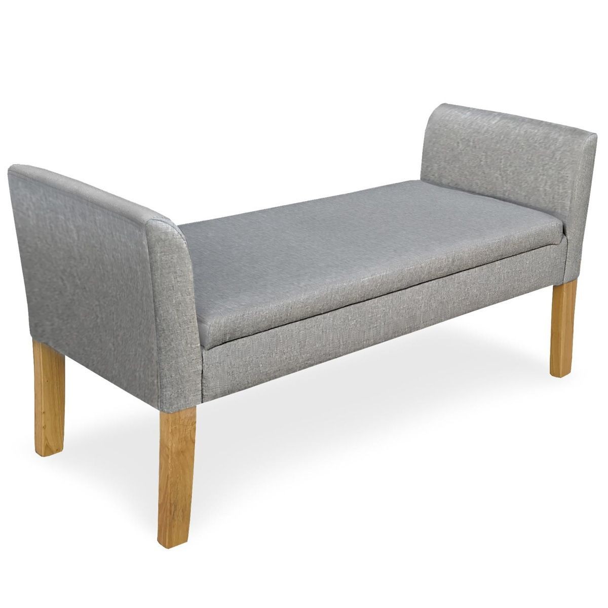 Banquette coffre en tissu Auguste 114cm gris aux finitions soignées