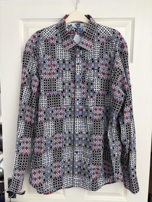 Robert Graham Herren Hemd Abstrakt Patchwork Print Flip Cuff Gr. XXL 2XL