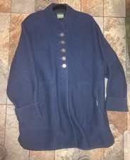 Vintage GEIGER Austria Boiled Wool Coat Slate Blue EU 44 Button Front Jacket
