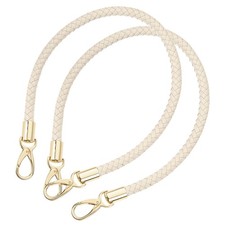 2Pcs 60cm Short Leather PU Braided Purse Replacement Beige Gold