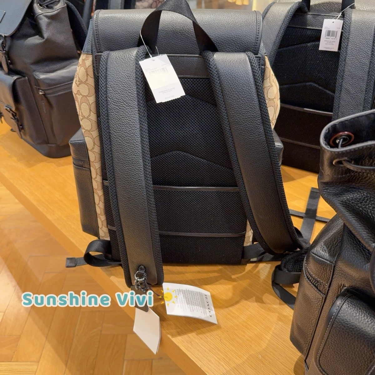 NWT Coach Sprint Backpack In Signature Jacquard Gunmetal/Tan/Black
