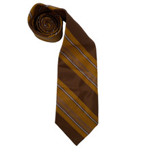 Vintage Mens Neck Tie 60s 70s Brown Orange Diagonal 54" Classic Euc
